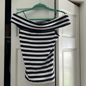 Off the shoulder striped knit top